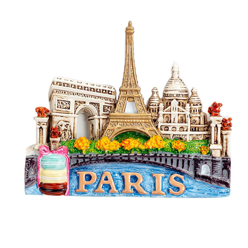 3D Resin Franch Travel Souvenirs Fridge Magnets Louvre Eiffel Tower Magnetic Refrigerator Stickers For Home Kitchen Decoration