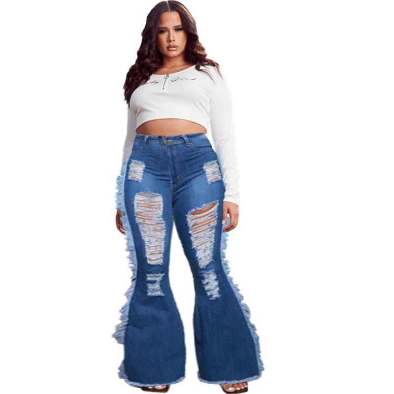 Women's Plus Size Pants Street Wear Urban Women Jeans Fashion High Waist Hole Tassel Wash Water Vintage Casual Flared WholesaleWomen's, Light blue
Women's Plus Size Pants Street Wear Urban Women Jeans Fashion High Waist Hole Tassel Wash Water Vintage Casual Flared WholesaleWomen's, Light blue