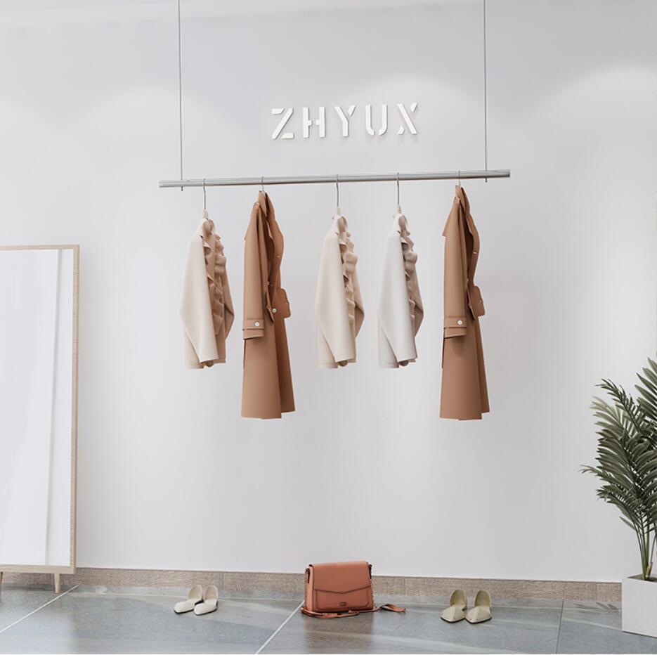 Clothing store window display rack Commercial Furniture wedding dress show side hanging wall hanger hanging silver stainless steel