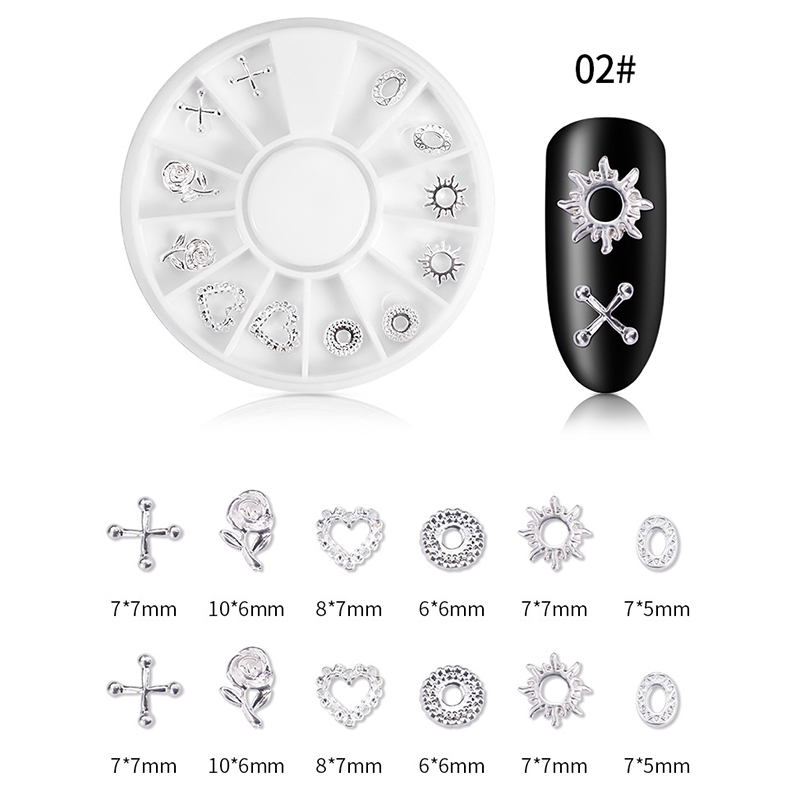 12 Grid Nail Art Alloy Jewelry Hollow Colored Diamond Jewelry Set DIY Nails Jewelrys Supplies Accessories Joyeria De Aleacion De Arte De Unas