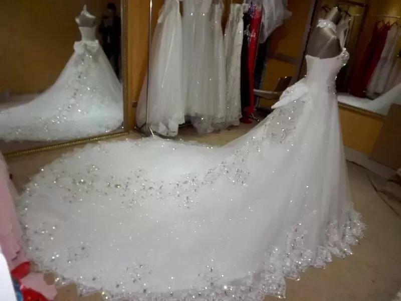 Wedding Beaded Dresses Crystals Bride Gown Sequins Lace Applique Chapel Train Plus Size Custom Made Sweetheart Necke Vestido De Novia