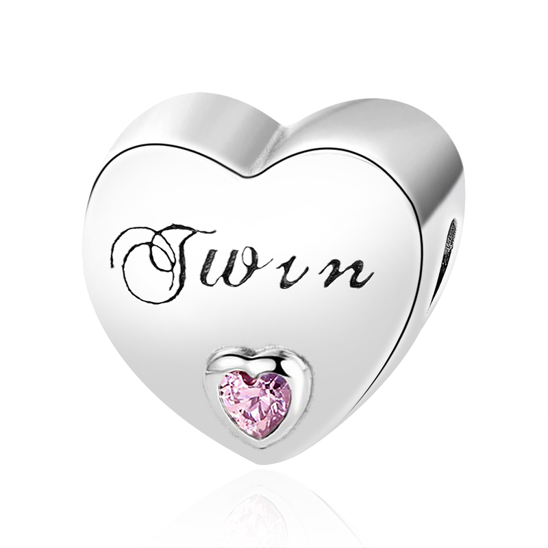 New Popular 925 Sterling Silver European Heart-Shaped Wife Grandma Twin Girlfriend Beaded Fit S925 Snake Charm Bracelet DIY Women's Jewelry