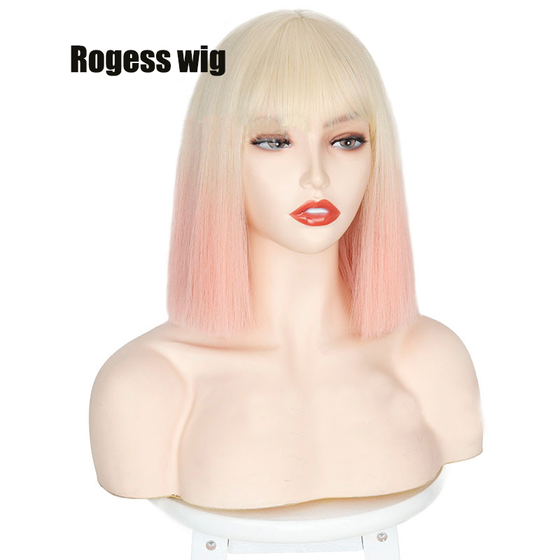 Lady's Short Straight BOB Hair Wig Multi Color Nature Synthetic Heat Resistant Weave Full Wigs for Women