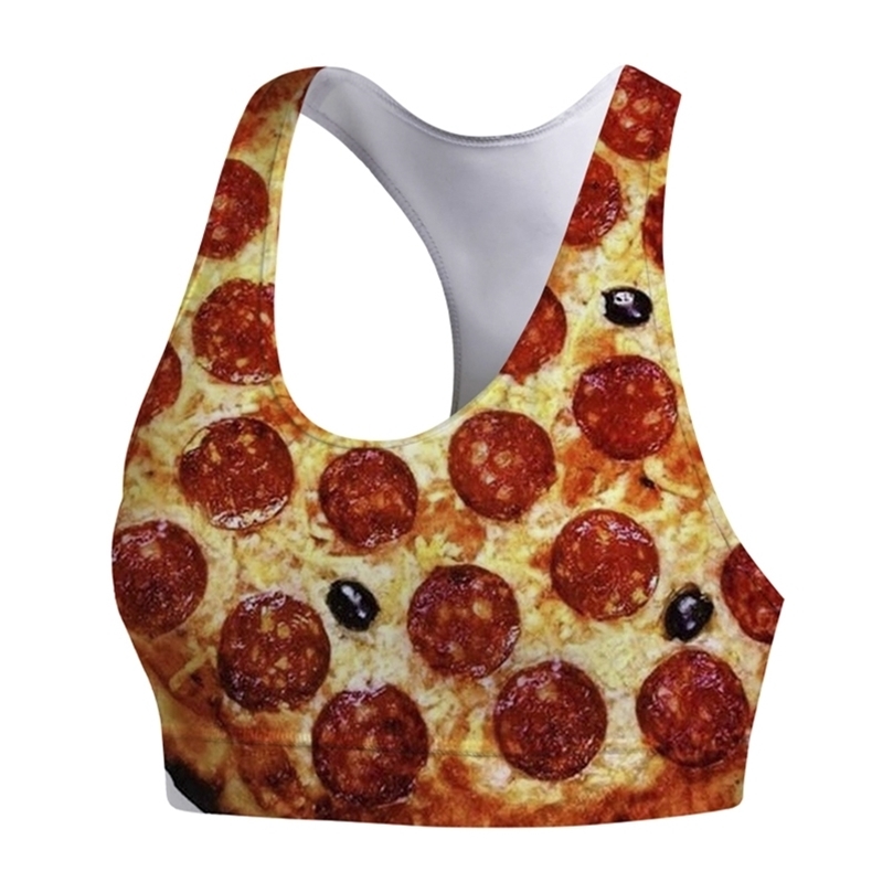 Women Sports Vest Gourmet Pizza 3D Print Sports Bra Tank Tops Yoga Running Women Fitness Bras Tank Top Women W220617