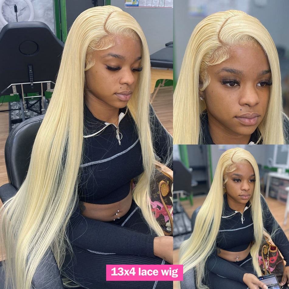 28 30 Inch 13x4 Straight 613 Blonde Human Hair Wigs Bone Straight Synthetic Lace Frontal Wig For Black/White Women