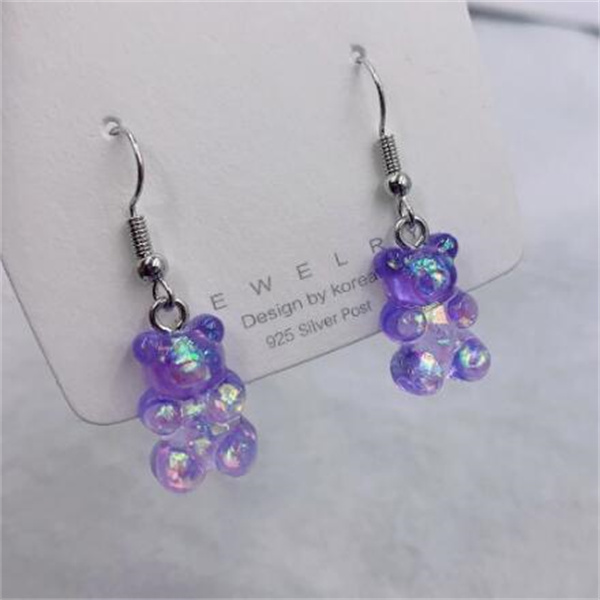 Simple Cute Colorful Acrylic Animal Bear Dangle Earrings for Girls Women Children Birthday Gift Lovely Jewelry GC1026