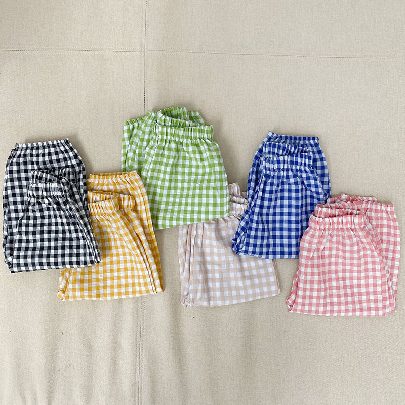 MILANCEL Summer Kids Pants Plaid Casual Pants Boys And Girls Thin Ninth Pants 220512