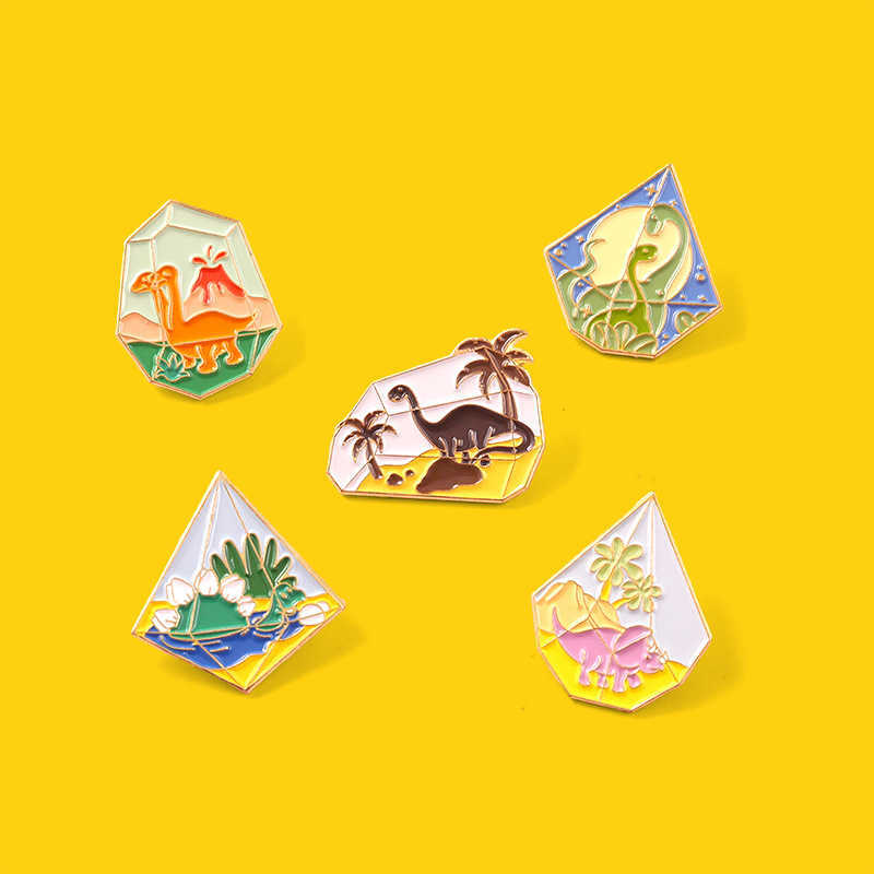 new crystal dinosaur Tyrannosaurus Rex children's badge metal badge Brooch