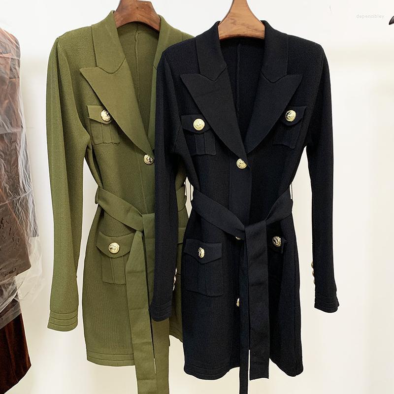 Women' Knits & Tees HIGH STREET Est 2022 Designer Fashion Jacket Women Long Sleeve Notched Collar Lion Buttons Belted Knitted Cardigan Depe, Black
Women' Knits & Tees HIGH STREET Est 2022 Designer Fashion Jacket Women Long Sleeve Notched Collar Lion Buttons Belted Knitted Cardigan Depe, Black