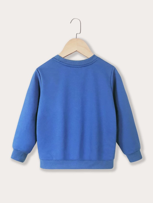 Toddler Boys Christmas Slogan & Cartoon Graphic Pullover SHE