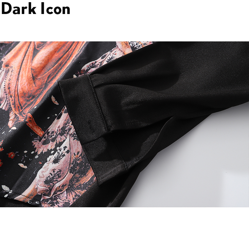 Dark Icon Printed Long Sleeve Shirts Men Oversized Men's Shirts Streetwear Men's Shirt 220401