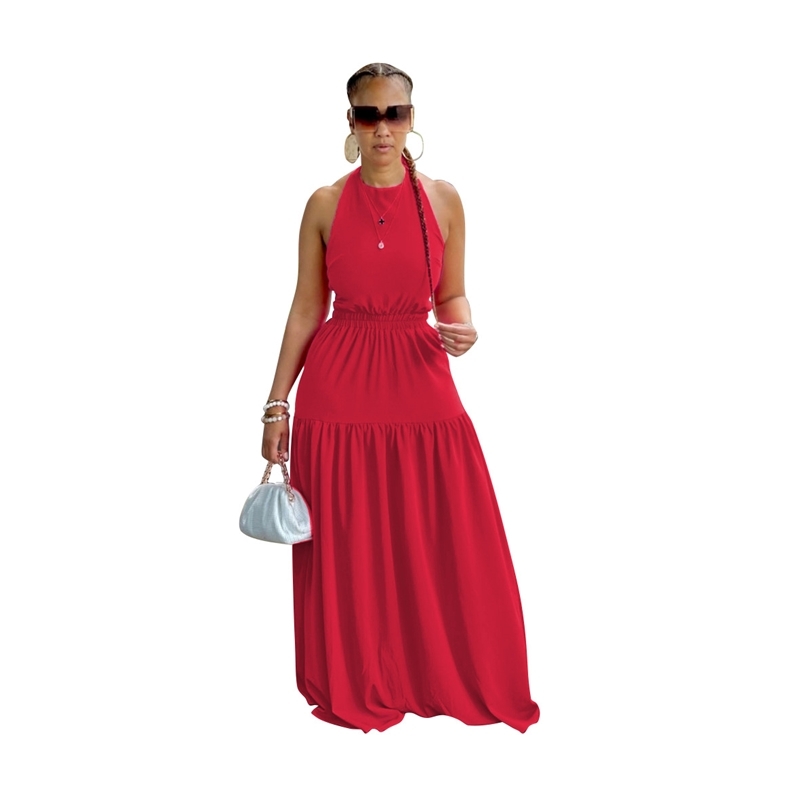 Summer Maxi Dresses For Women Sexy Sleeveless Long Skirt Ladie Bandage Backless Halater Casual Dress Colourful Clubwear