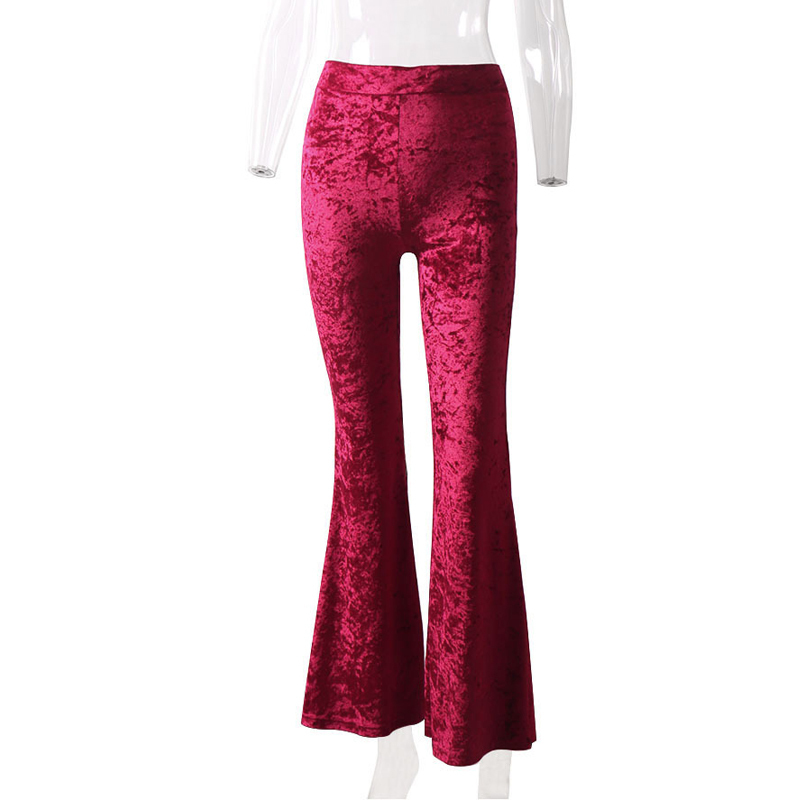 Viifaa Wide Leg High Waist Velvet Flare Pants Stretchy Skinny Streetwear Trouser Autumn Winter Clothes Slim 220325
