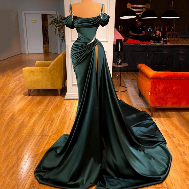 Dark Green Sexy Beadings Mermaid Prom Dress Floor Length Off Shoulder Split Evening Dresses 2022 Dubai Arabic, Yellow
Dark Green Sexy Beadings Mermaid Prom Dress Floor Length Off Shoulder Split Evening Dresses 2022 Dubai Arabic, Yellow