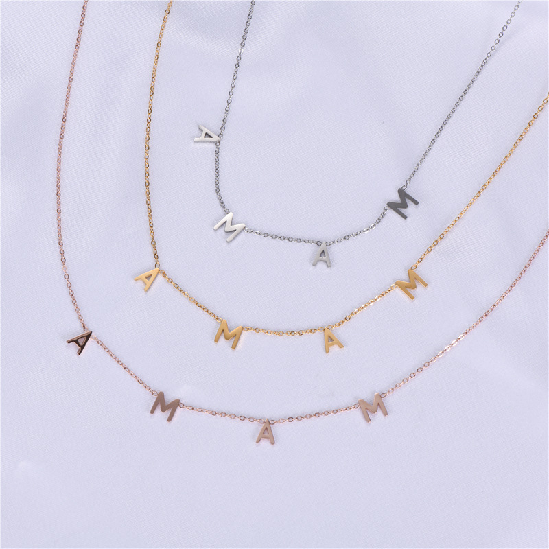 New Fashion MAMA Pendant Necklace 3 Colors Plated Stainless Steel Necklace for Mother Gift