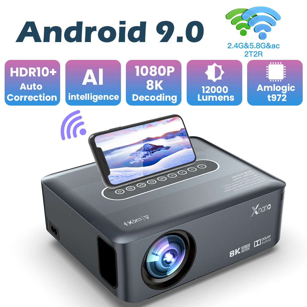 

X1 Projector 8K 4K 1920 x1080P Amlogic T972 Dual wifi BT5.0 HDR10 Voice Control Portable Home Media Video