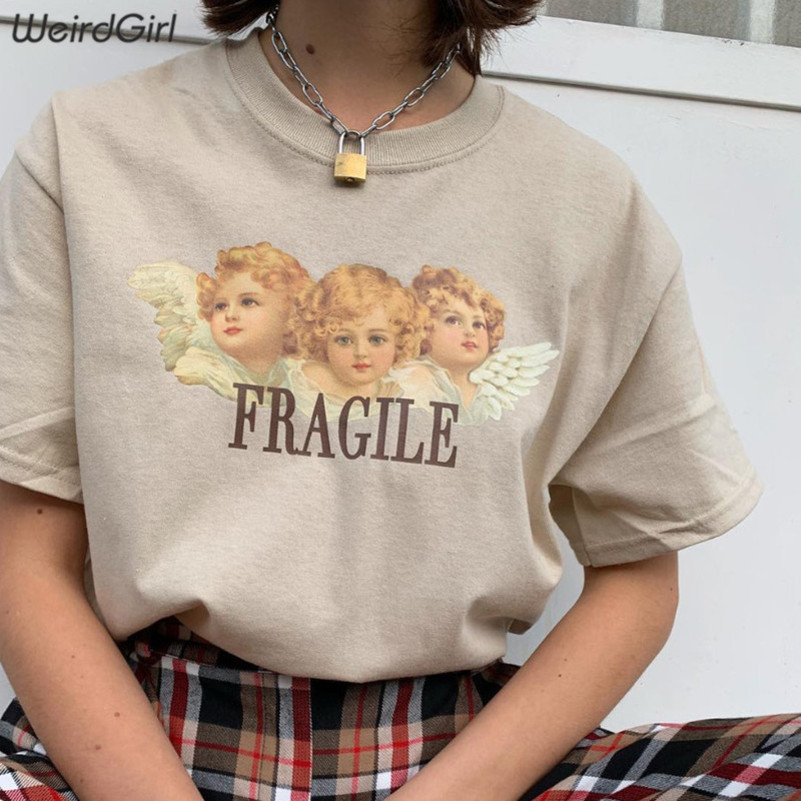 Weirdgirl Women Baby Angel Printing Casual Fashion Tshirts letter Short Sleeve ONeck Khaki Loose Female Tees Summer Y200412
Weirdgirl Women Baby Angel Printing Casual Fashion Tshirts letter Short Sleeve ONeck Khaki Loose Female Tees Summer Y200412