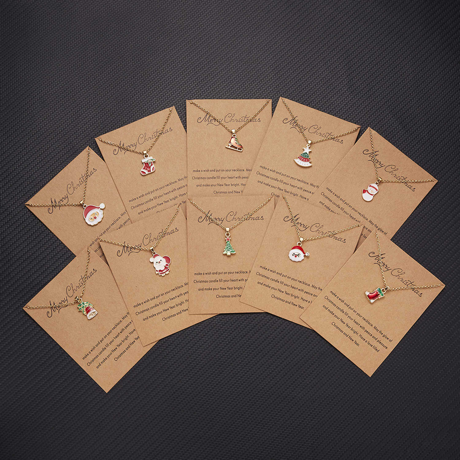 Fashion Enamel Christmas Tree Santa 2022 Claus Snowman Pendant Necklace Jewelry For Women Choker Clavicle Chain Card Party Gifts