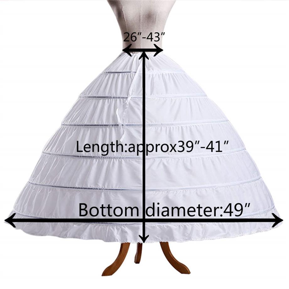High Quality Women Crinoline Petticoat Ballgown 6 Hoop Skirt Slips Long Underskirt for Wedding Bridal Dress Ball Gown201t