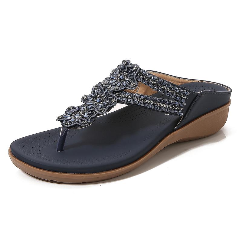 Slippers Women Summer Fashion Flowers Beaded Rhinestone Thick Bottom Casual Sandals Breathable Retro Wild Wedges Hy81
Slippers Women Summer Fashion Flowers Beaded Rhinestone Thick Bottom Casual Sandals Breathable Retro Wild Wedges Hy81