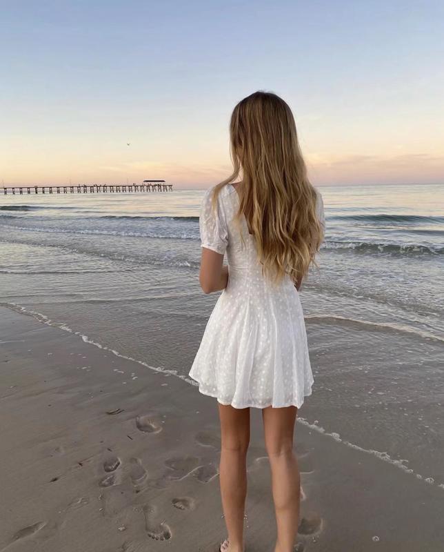 Retro Embroidery Hole Stitching Lace Cross Lacing up Short Sleeve Short Dress Woman White French Mini Dresses Holiday 220511