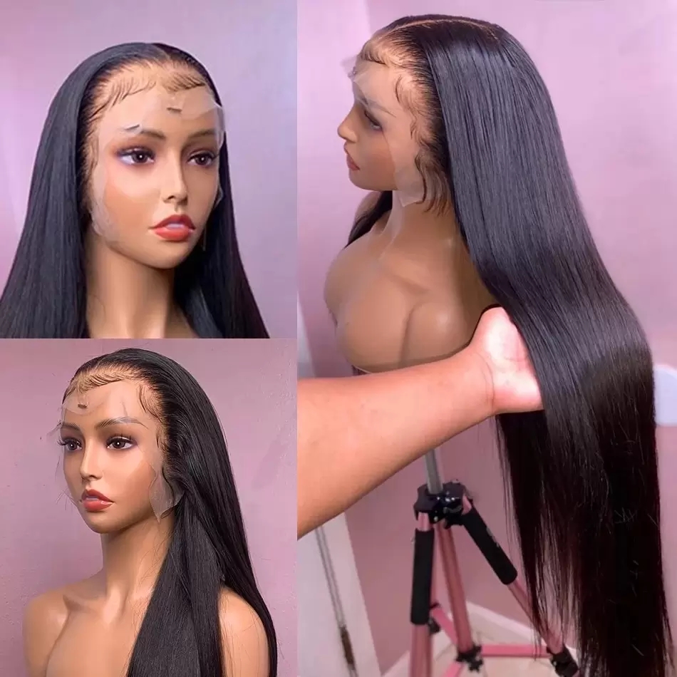 360 Lace Front Brazlian Human Hair Wigs For Women 30 Inch Long 13x4 Straight Lace Closure Synthetic Wig 180%