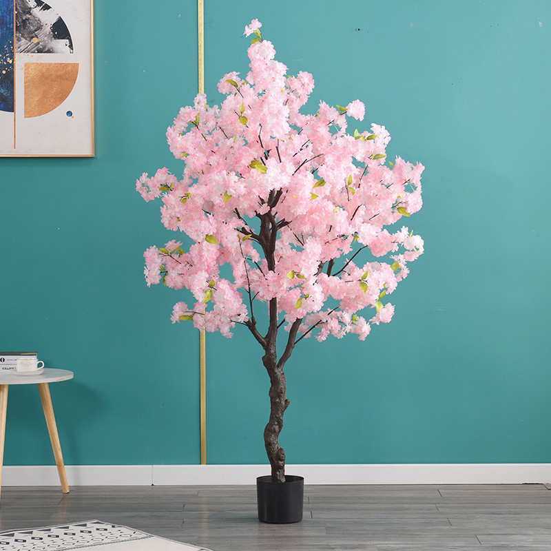 Artificial Cherry Tree Artificial Flower Landing Indoor Decoration Plant Potted Wedding Home Living Room Decoration Green Plant
