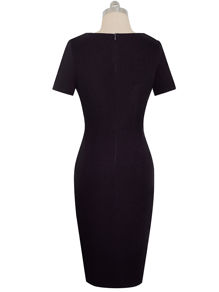 Nice-forever Spring Elegant Stylish Contrast Color Patchwork Office Work vestidos Business Bodycon Women Dress B571 220510