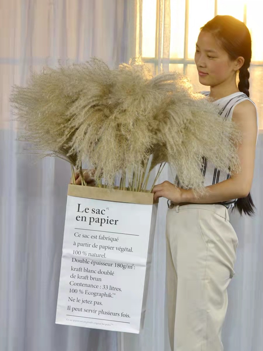 Dried Flower 50Pcs/lot Wholesale Phrag Mites Natural Decorative Pampas Grass For Home Wedding Decoration Flowers Bunch 56-60cm