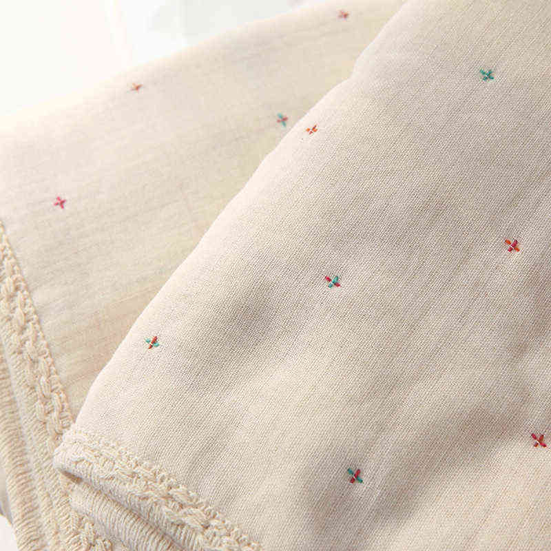 Retro Cotton Quilt Baby Blanket Bohemian Japanese Style Baby Children Air-conditioning Newborn Quilt Plain Cotton Bedclothes AA220326