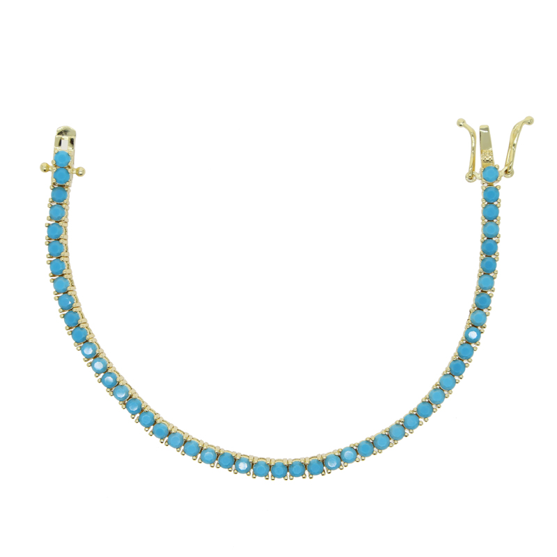 Fashion Turquoises Bracelets for Women Girl Simple Classic 3mm Blue Stone Tennis Charm Bracelet Bangle Trendy Jewelry