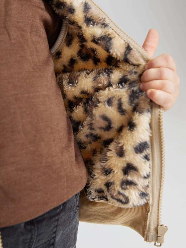 Toddler Boys Leopard Pattern Teddy Vest Jacket SHE