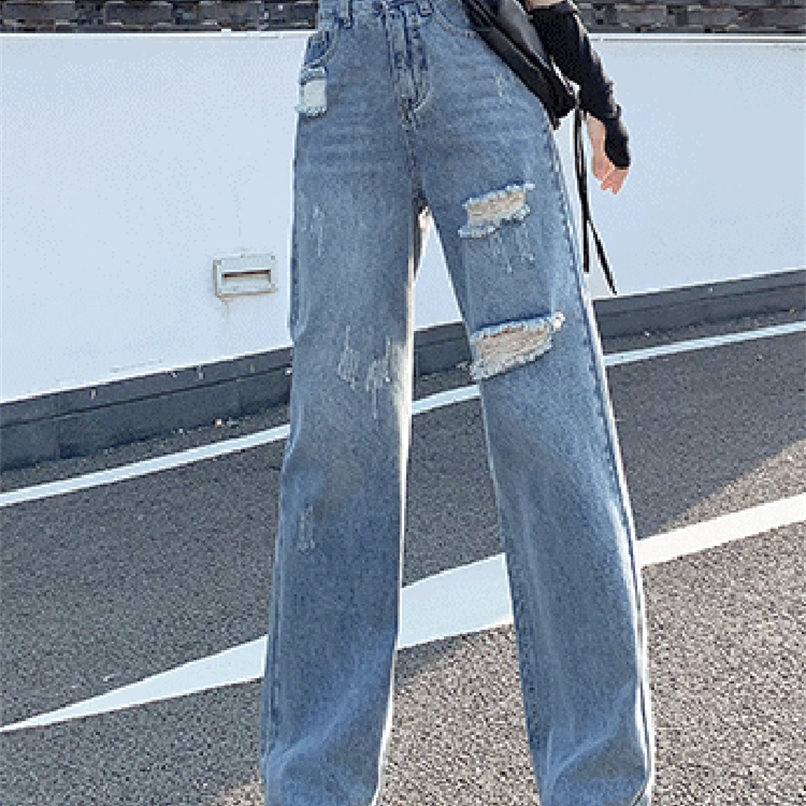 Syiwidii Jeans for Women Y2k Baggy Wide Leg Jeans Ripped Boyfriend High Waisted Distressed Jeans Streetwear Vintage Denim Pants 220815