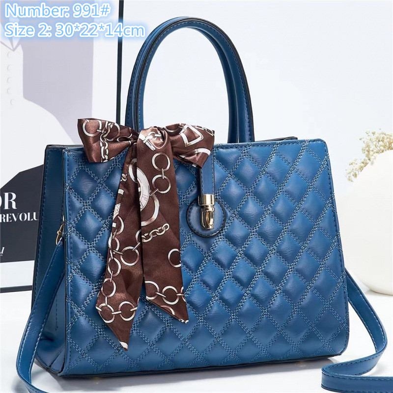 Wholesale ladies leather shoulder bags elegant solid color woven handbag small fresh ribbon bow backpack large capacity three-layer fashion tote bag