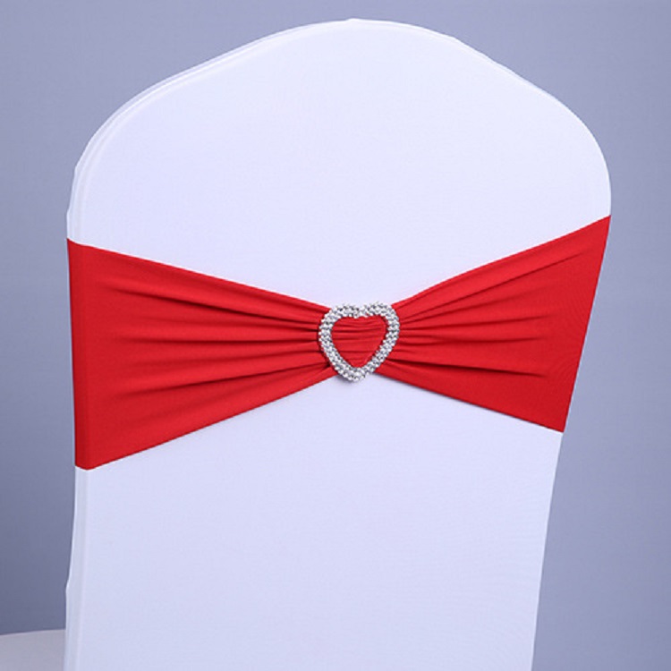 Chair Covers 100 pcs Spandex Lycra Sashes Elastic Satin Chair Bands with Buckle for Wedding Cover Bows Wholesale