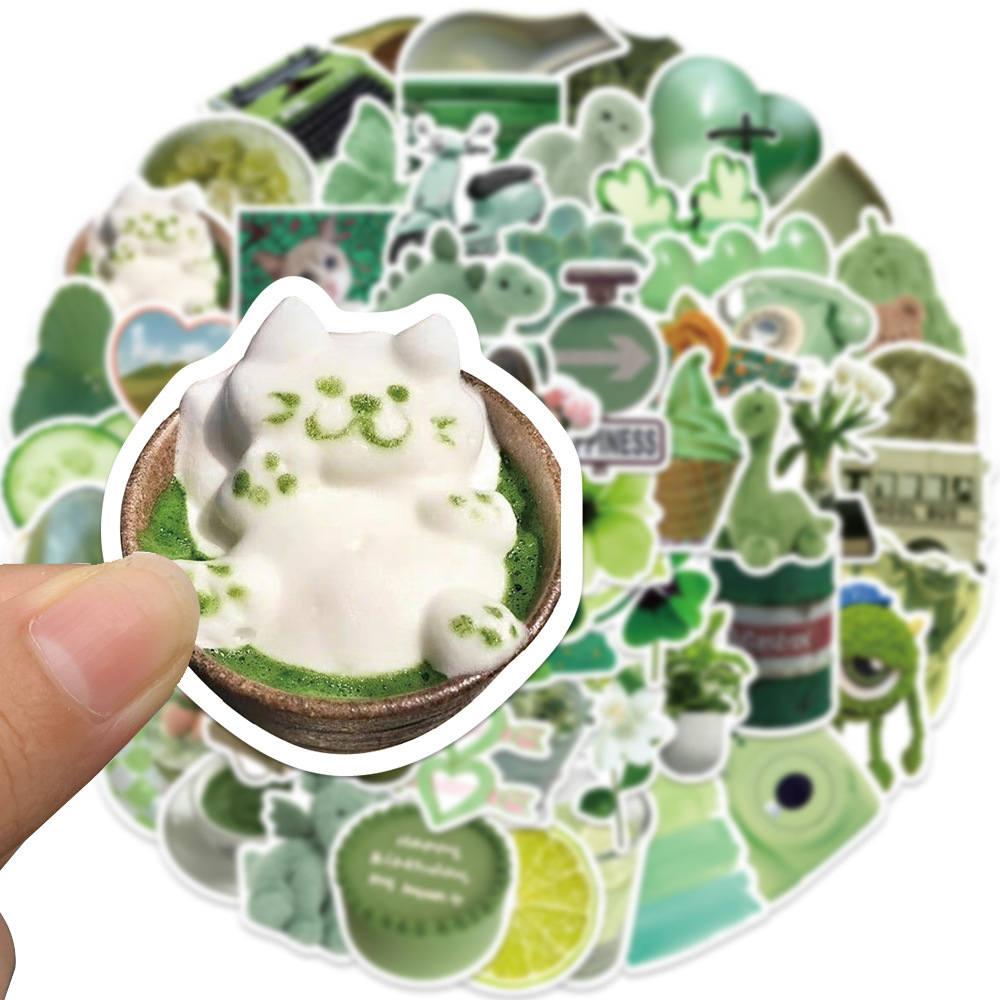 60Pcs Green Indie Pop Sticker Ins Style Graffiti Kids Toy Skateboard car Motorcycle Bicycle Sticker Decals Wholesale