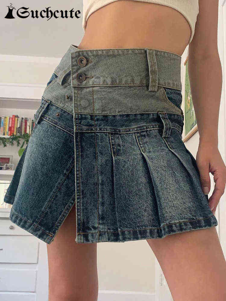 SUCHCUTE Harajuku Patchwork Mini Skirts Women Y2K Retro High Waist Fairycore Split Denim Pleated Skirt Korean Streetwear Clothes T220819, Bu
SUCHCUTE Harajuku Patchwork Mini Skirts Women Y2K Retro High Waist Fairycore Split Denim Pleated Skirt Korean Streetwear Clothes T220819, Bu