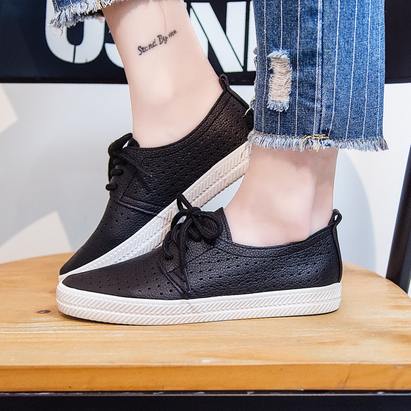 Womens Vulcanized Cut Out PU Leather Oxfords Flats Shoes Ladies Breathable Walking Sneaker Ballet Loafers CUSTOM more style handcrafted leather shoe e