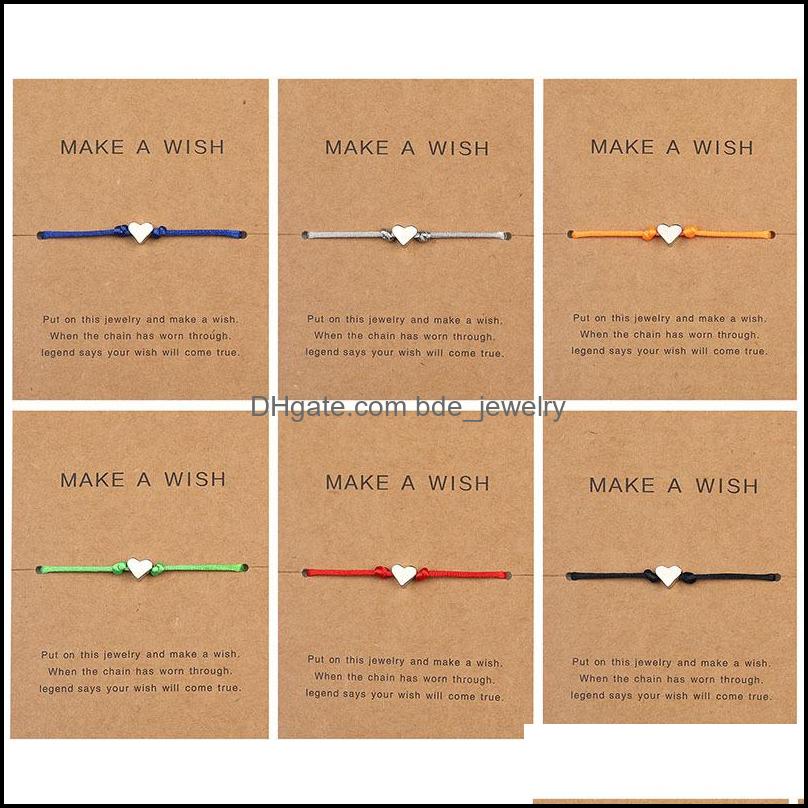 Charm Bracelets Jewelry Stainless Steel Love Heart Make A Wish Card For Women Men Handmade String Rope Wrap Bangle Fashion Friendship Drop D
Charm Bracelets Jewelry Stainless Steel Love Heart Make A Wish Card For Women Men Handmade String Rope Wrap Bangle Fashion Friendship Drop D