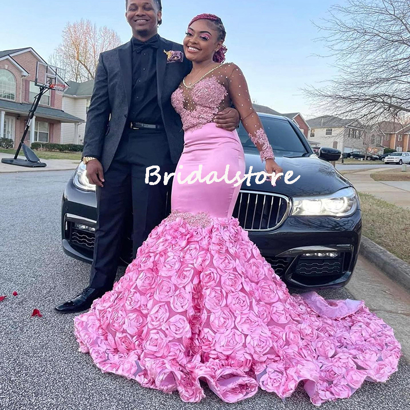 Black Girls Pink Prom Dresses 2022 Aso Ebi Elegant Long Sleeve Mermaid Evening Gowns With Flowers Pearls Lace Engagement Wear Special Occasion Robes De Soirée
Black Girls Pink Prom Dresses 2022 Aso Ebi Elegant Long Sleeve Mermaid Evening Gowns With Flowers Pearls Lace Engagement Wear Special Occasion Robes De Soirée