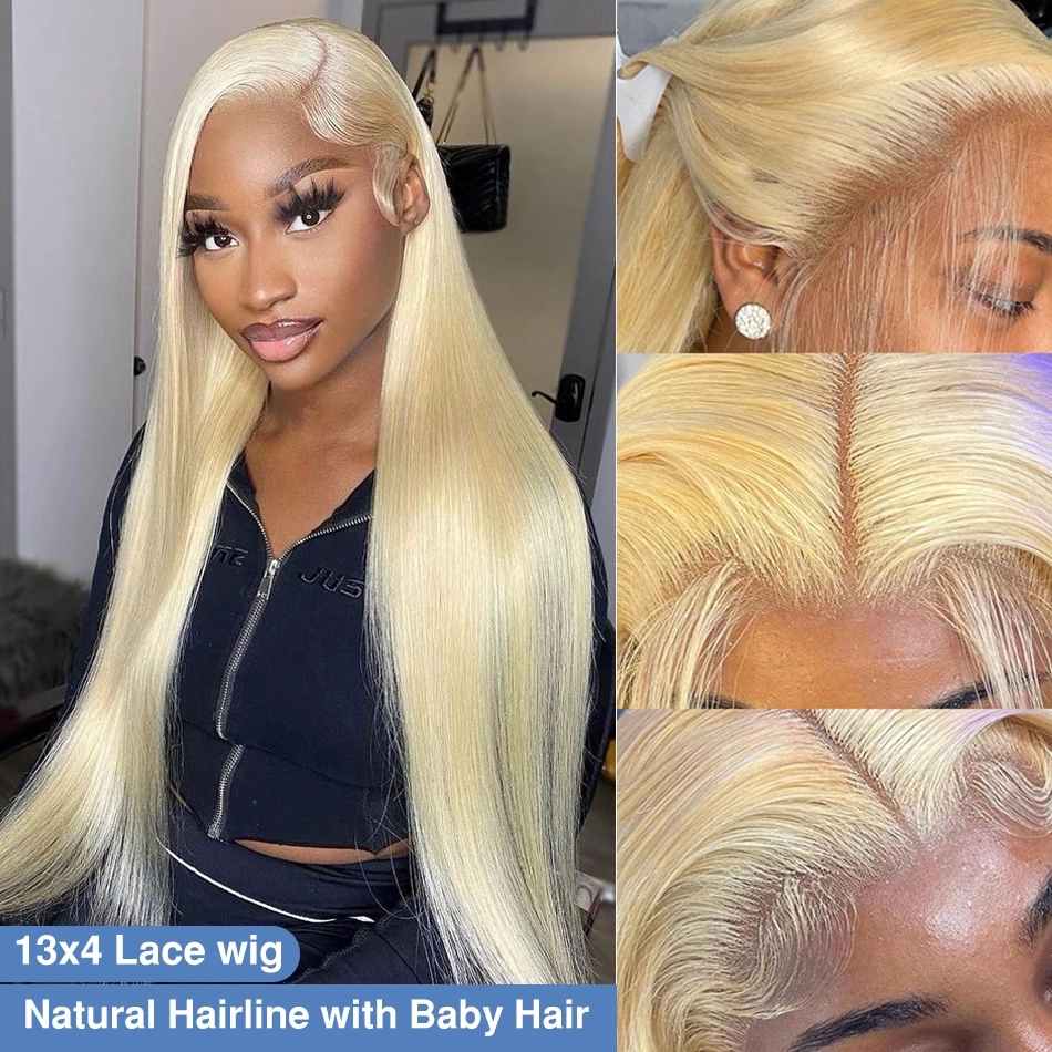 Free shipping 28 inch Long Bone Straight 13x4 Brazilian Front Wig 613 Honey Blonde Synthetic Lace Frontal Wigs For Women