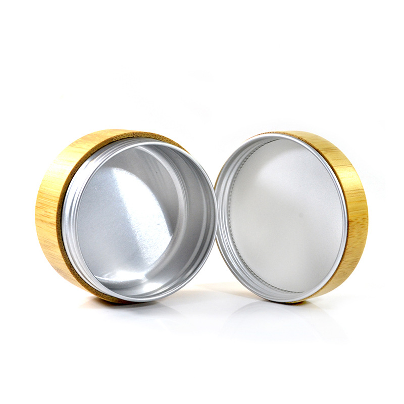 Natural Bamboo Cosmetic bottles face body Cream Jars Aluminium Inner 50g Storage Bottle Biodegradable