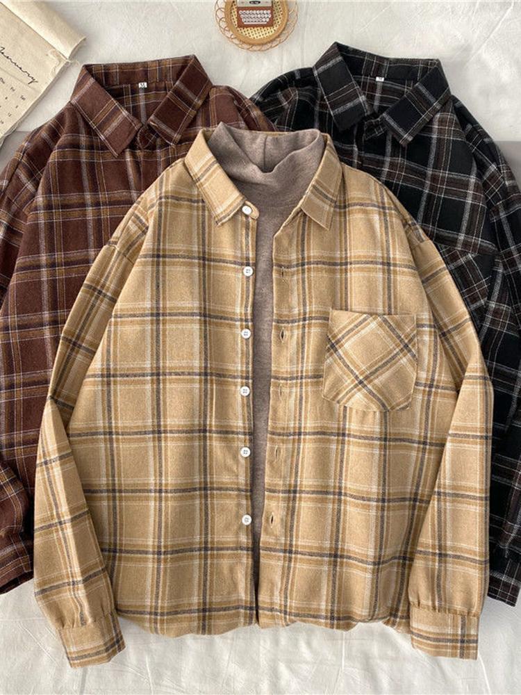 Women's Blouses & Shirts Vintage Women Plaid Autumn Long Sleeve Oversize Tops Korean Loose Casual Fall Button Up Outwear Femme ShirtsWomen's, Khaki
Women's Blouses & Shirts Vintage Women Plaid Autumn Long Sleeve Oversize Tops Korean Loose Casual Fall Button Up Outwear Femme ShirtsWomen's, Khaki