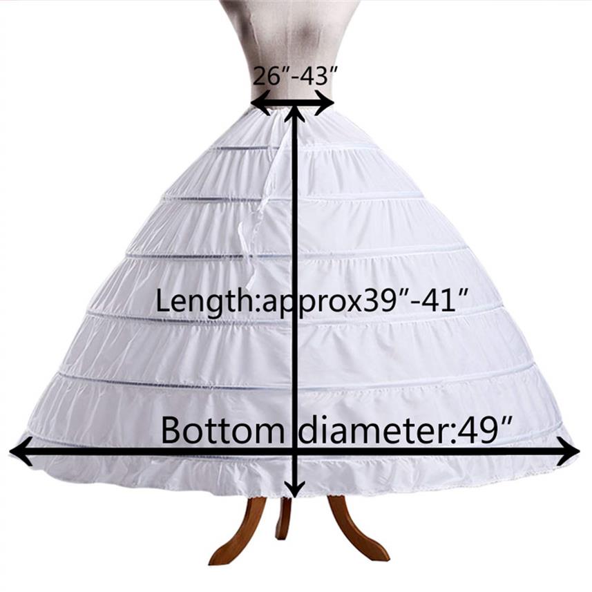High Quality Women Crinoline Petticoat Ballgown 6 Hoop Skirt Slips Long Underskirt for Wedding Bridal Dress Ball Gown201t