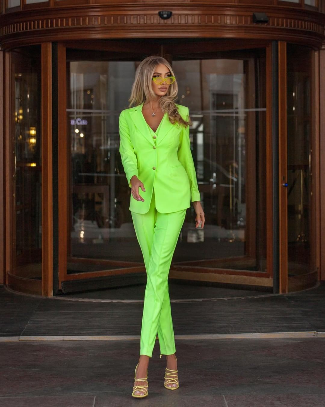Bright Green Slim Women Pants Suits Ladies Prom Evening Guest Formal Wear Custom Made 3 Pieces
