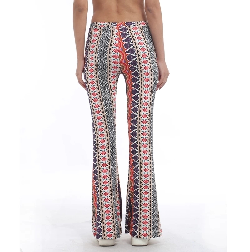 High Waist Print Flare Leggings Summer Vintage Pants Women Fashion Sexy Bodycon Trousers Casual Bell Bottom 220325