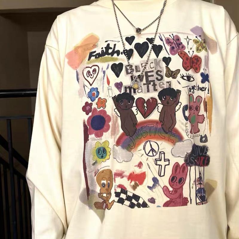 Women's T-Shirt Hillbilly Funny Cartoon Graffiti Printed High Street Unisex Men Women Oversize Hip Hop Tees Long Sleeve Autumn Vintage T Shi, White
Women's T-Shirt Hillbilly Funny Cartoon Graffiti Printed High Street Unisex Men Women Oversize Hip Hop Tees Long Sleeve Autumn Vintage T Shi, White