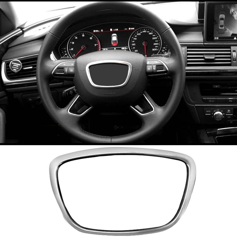 Center Frame Steering Wheel Emblem Trim Decor Ring Metal 3D Car Styling For Audi A3 A4L A6L A8 Q3 Q5 Q7