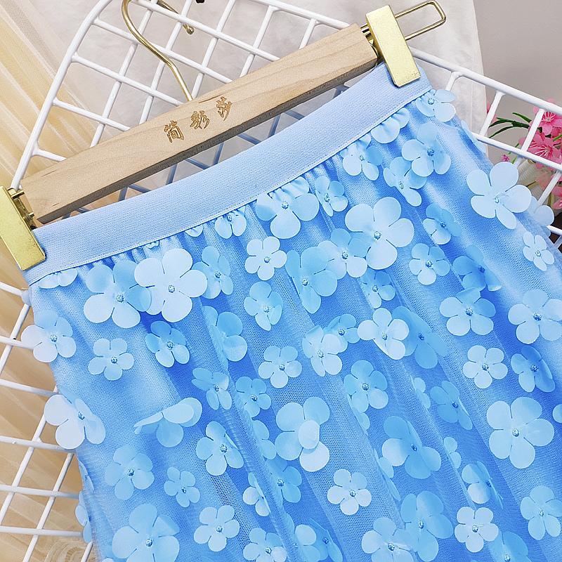 Summer Mesh Pleated A Lien Long Women Skirts Fashion Elastic High Waist Casual Tulle Female Harajuku White 2024