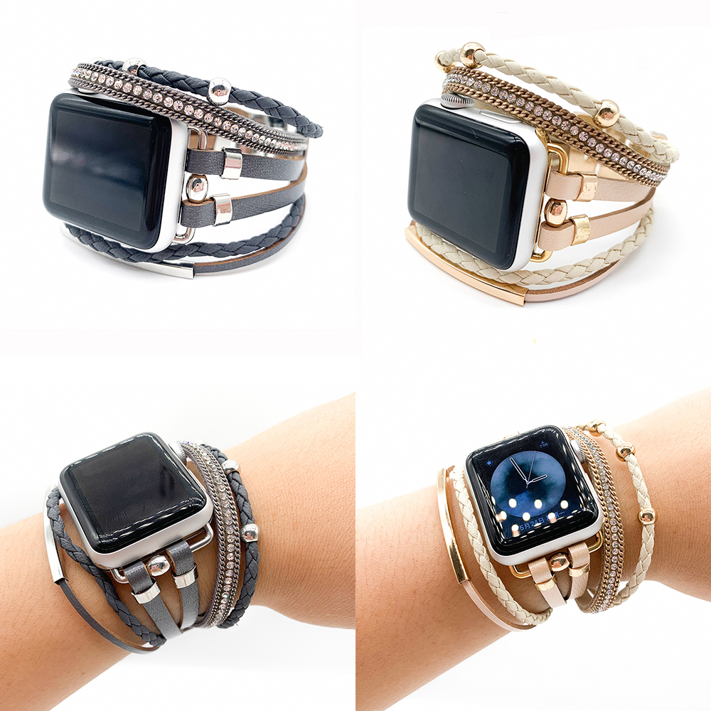 Adjustable Metal Clasp Multi-layer Leather Strap for iWatch Series 7 6 5 4 3 2 1,Multi-layer Wrap Bracelet Compatible with Apple Watch Band 42mm 38mm,
Adjustable Metal Clasp Multi-layer Leather Strap for iWatch Series 7 6 5 4 3 2 1,Multi-layer Wrap Bracelet Compatible with Apple Watch Band 42mm 38mm,